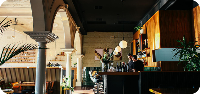 تصميم انسيابي مثالي مع أفكار لتصميم أرضية المطعم