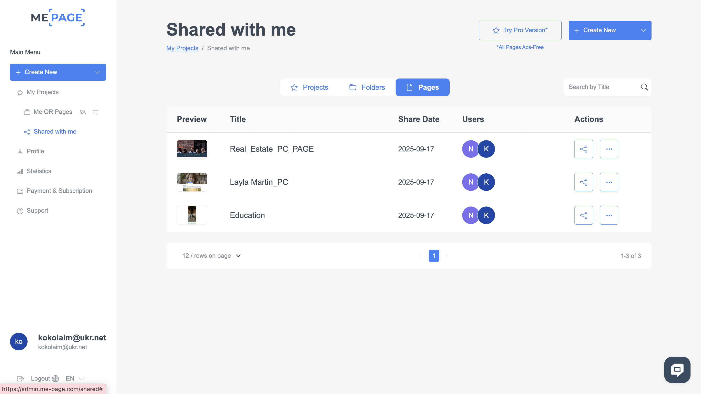 Steps to Share Online with ME-Page