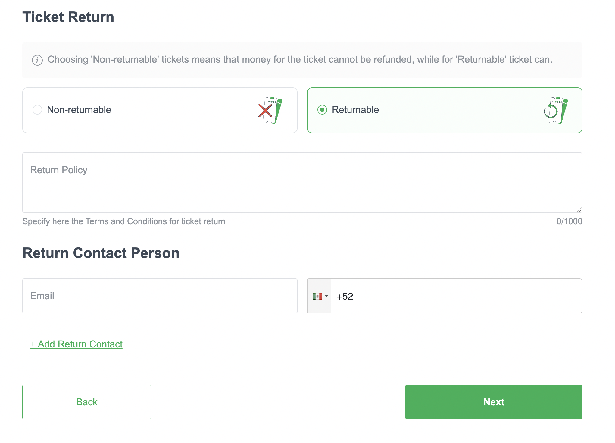 Configurando regras de reembolso no ME-Ticket