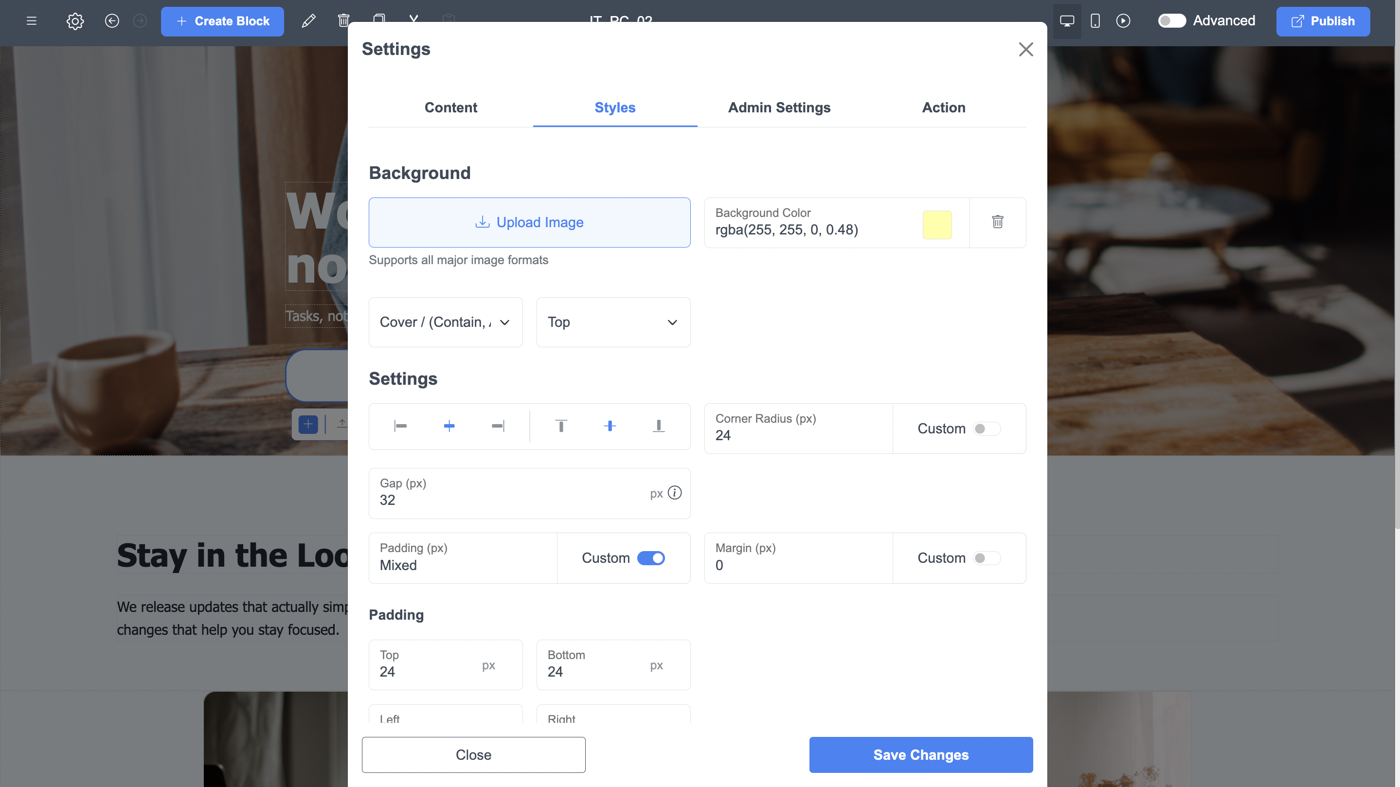 रंग और आकार अनुकूलित करें