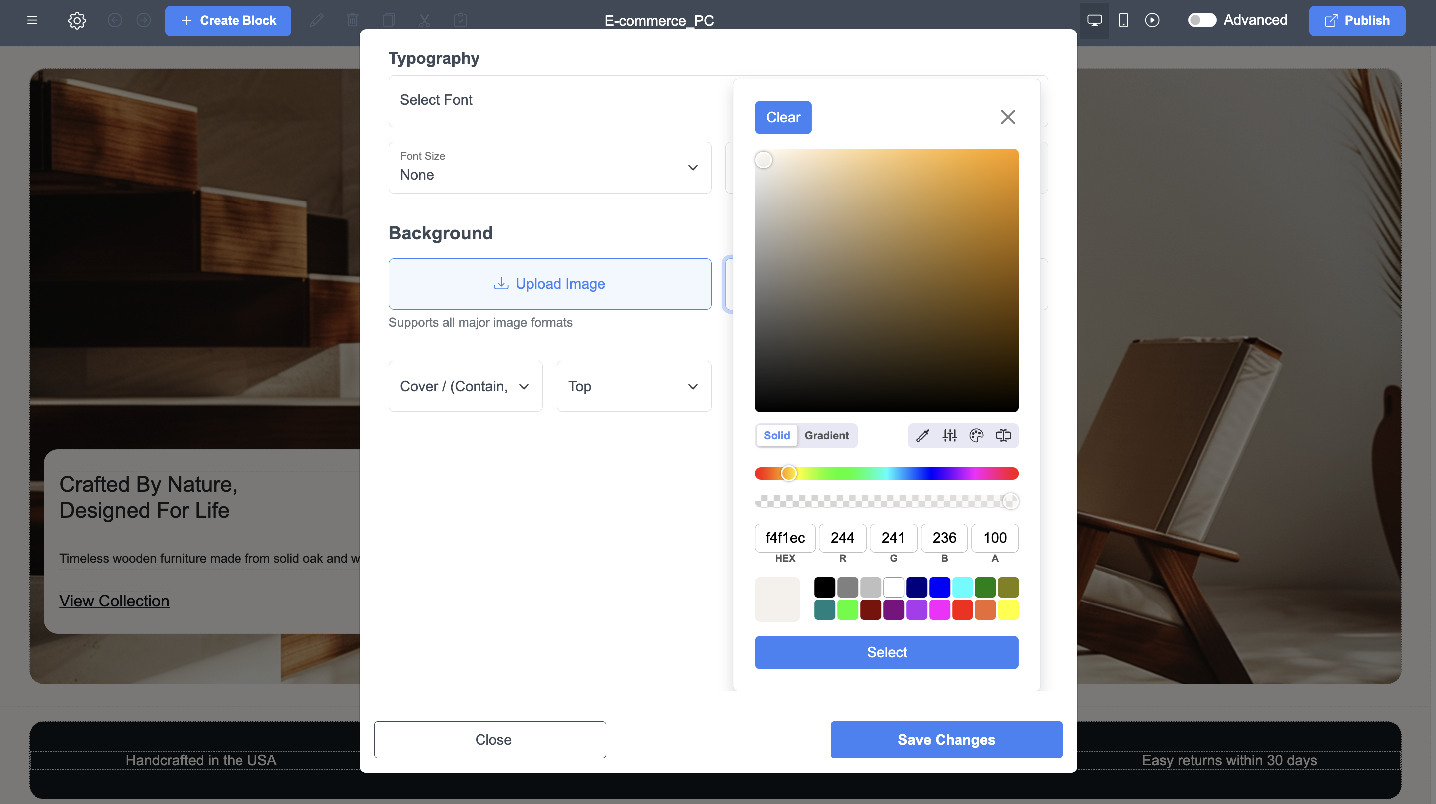 Menyesuaikan Warna dan Posisi Latar Belakang