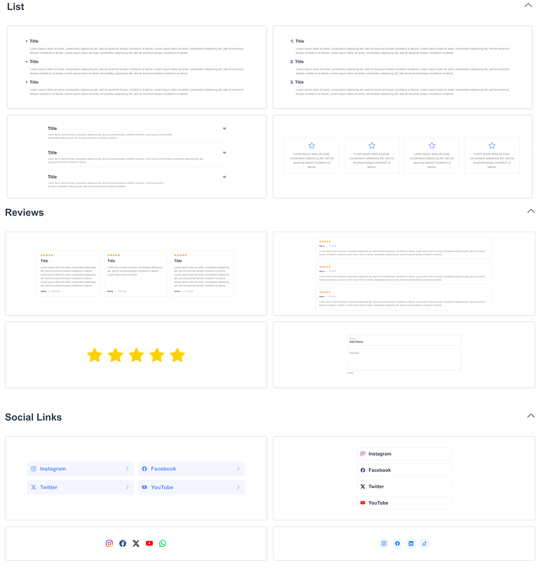 Tinjauan, Daftar, dan Blok Media Sosial